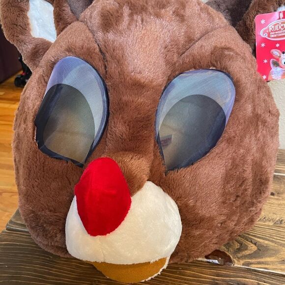 Rudolph The Red Nosed Reindeer Greeter Plush Head Mask NWT - Picture 3 of 10